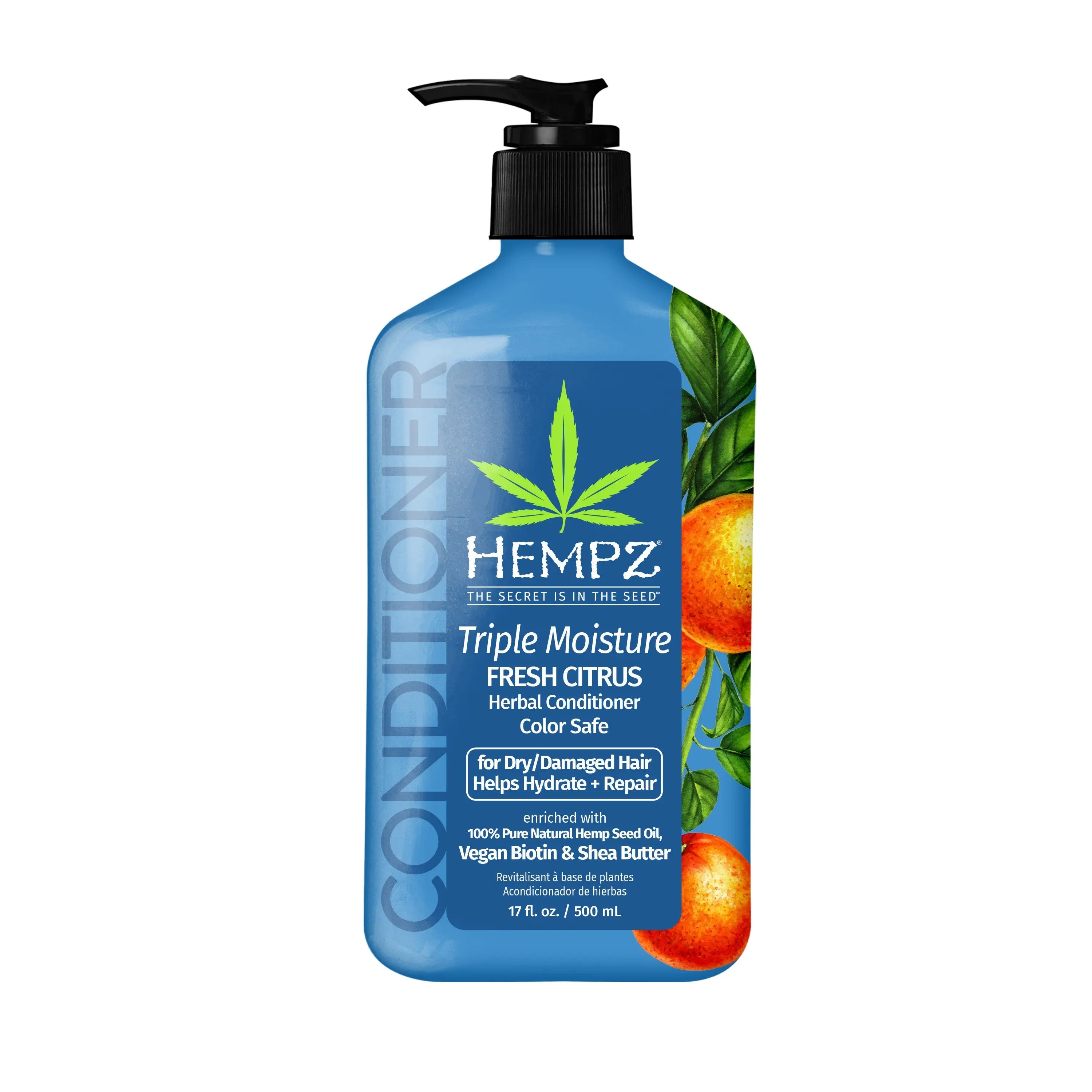 Triple Moisture Fresh Citrus Herbal Conditioner with Vegan Biotin & Shea Butter for Dry/Damaged Hair