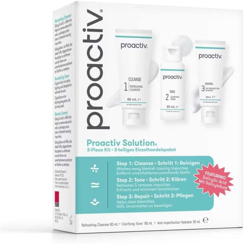 Proactiv Solution 30 Day Facial Cleansing 3-Step Routine, 1 x Cleanser 60ml, 1 x Facial Toner 60 ml, 1 x Hydrator 30 ml (Pack of 1)