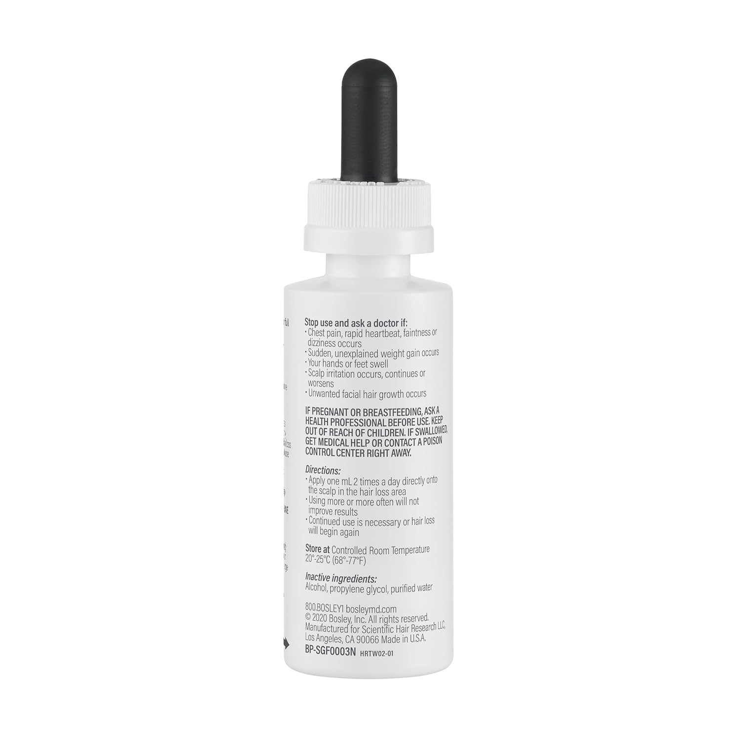 BosleyMD Women's Regular Strength Minoxidil 2% Topical (Dropper) 2 Month Supply