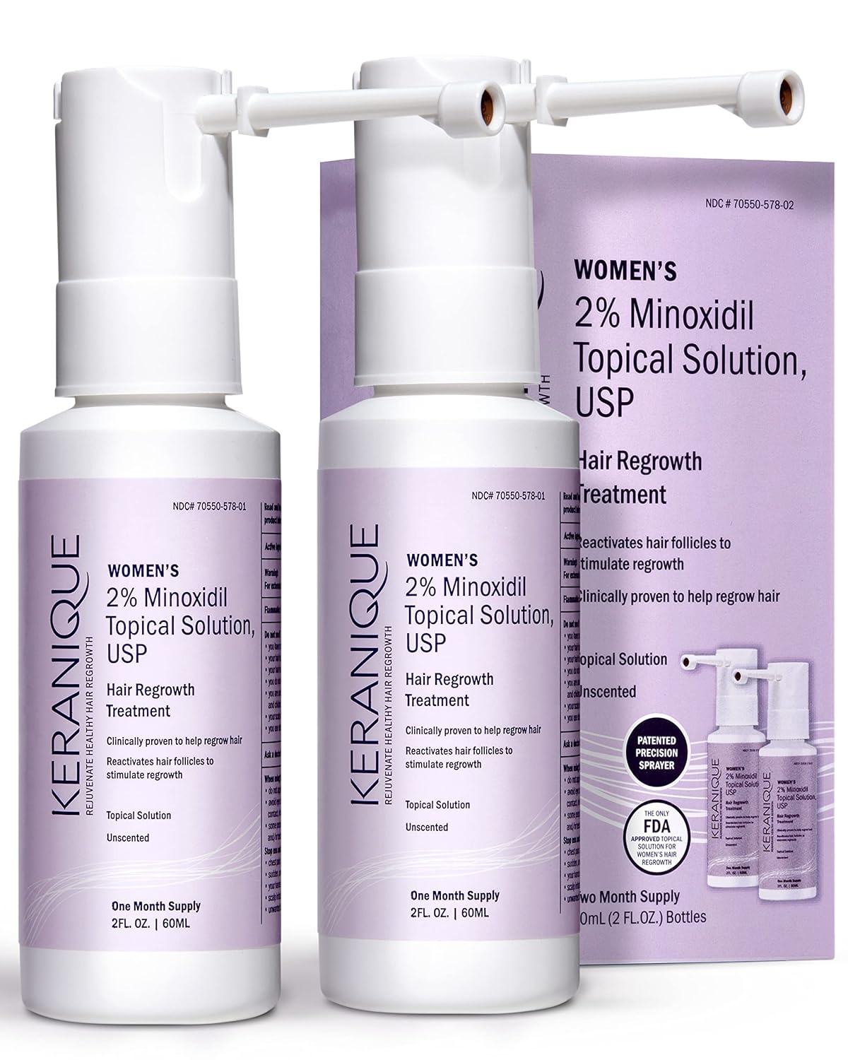 Keranique Hair Regrowth Hair Spray for Women, 2-pack 120ml