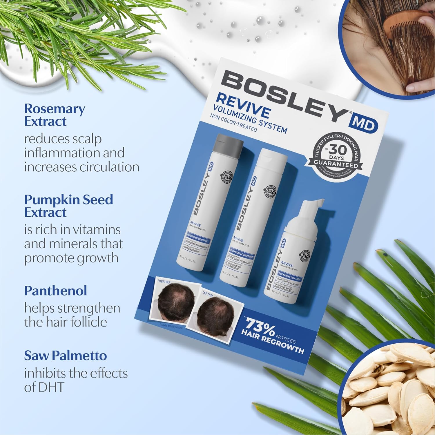 Bosley MD Bos Revive Thickening Treatment 3.4 Oz DUO - Color Safe & Cruelty-Free Volumizer