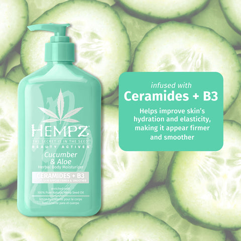 Hempz Beauty Actives Cucumber & Aloe Herbal Body Moisturizer with Ceramides + B3