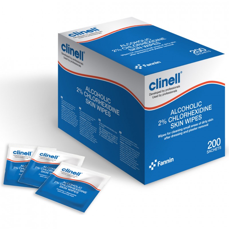 Clinell 2% Chlorhexidine in 70% Alcohol Skin Wipes - Pack of 200
